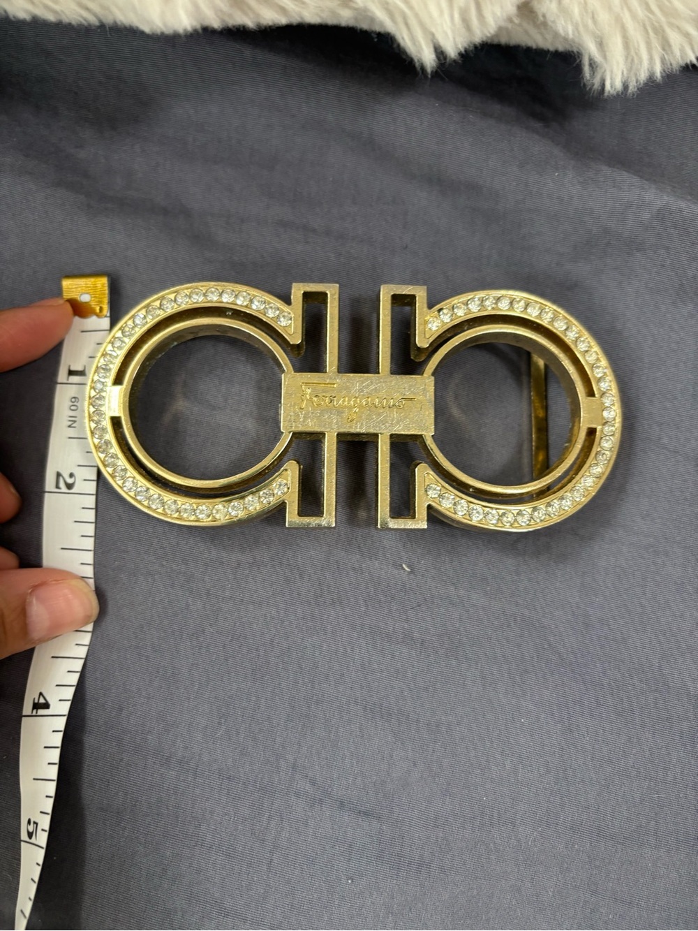 Salvatore Ferragamo Gold Crystal Double Gancio Belt Buckle - Picture 5 of 5